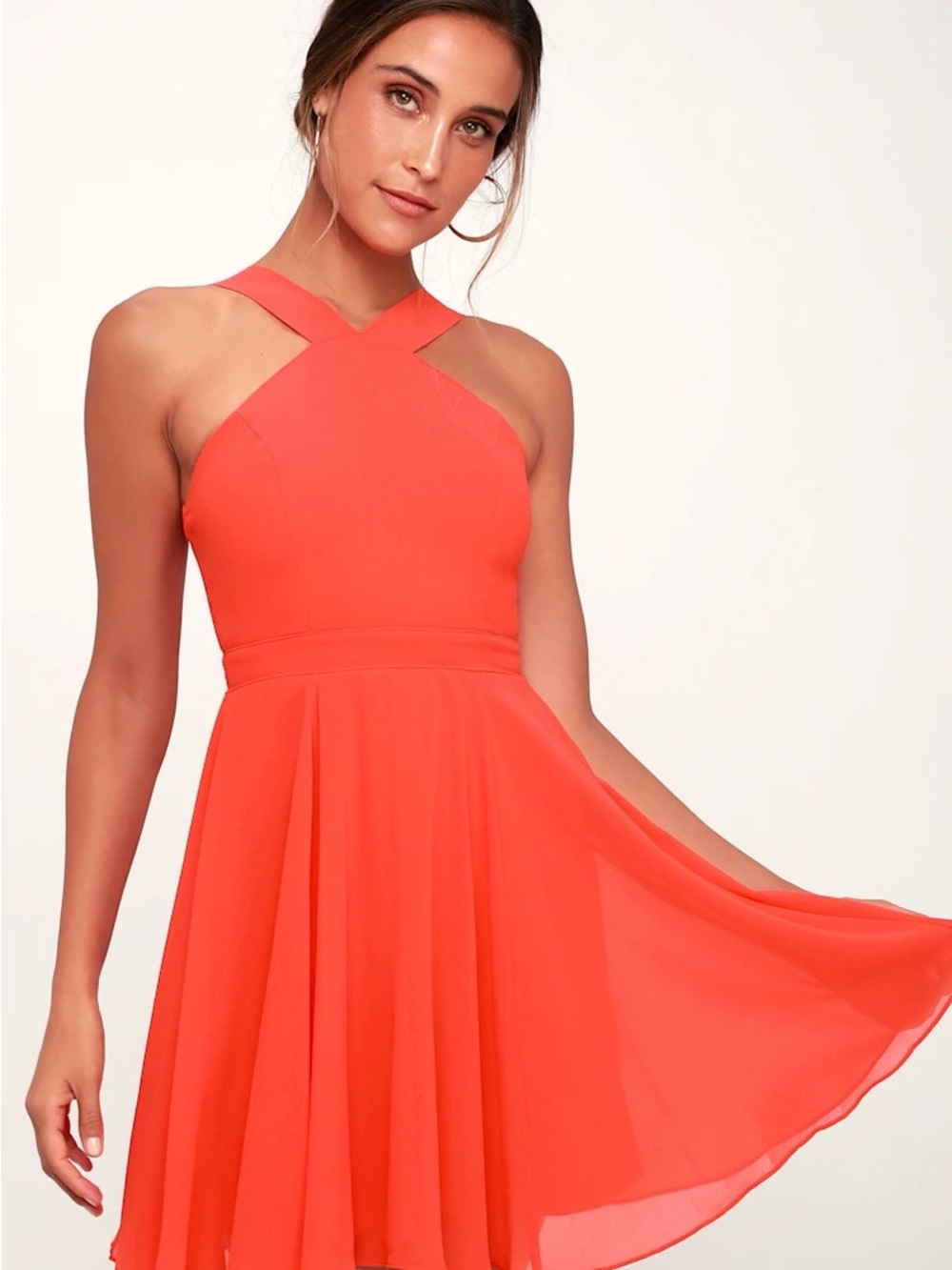Red Coral Skater Dress